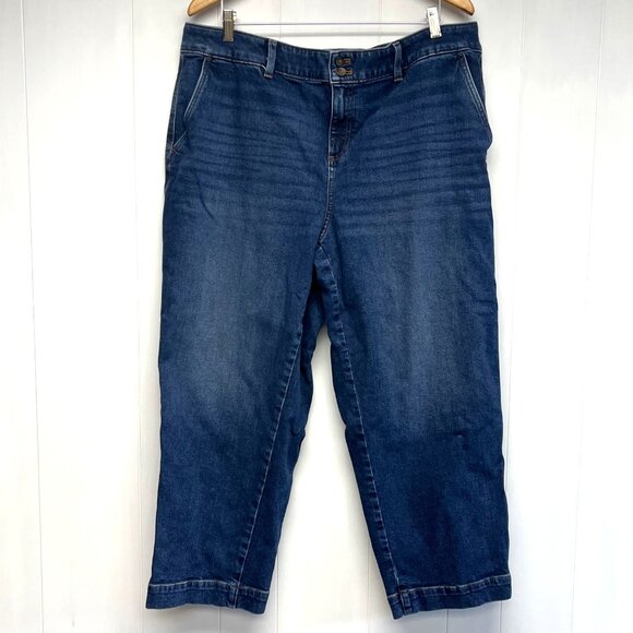 Talbots Denim - Talbots Straight Ankle Jeans Size 20W Wardrobe Staple Darker Wash Denim